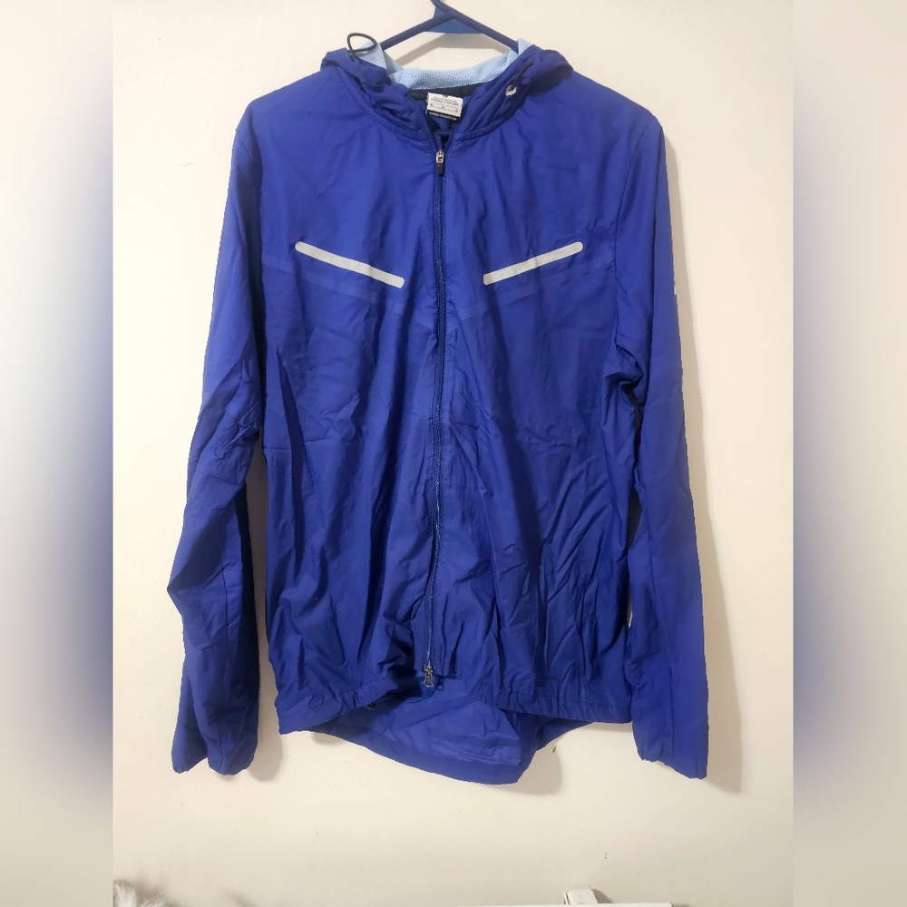 Nike Running Men's Lightweight Hooded Windbreaker Blue Medium